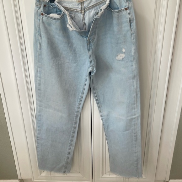 Levis Jeans Wedgie Straight No Waistband light wash raw hem button fly sz 29 - Picture 3 of 17